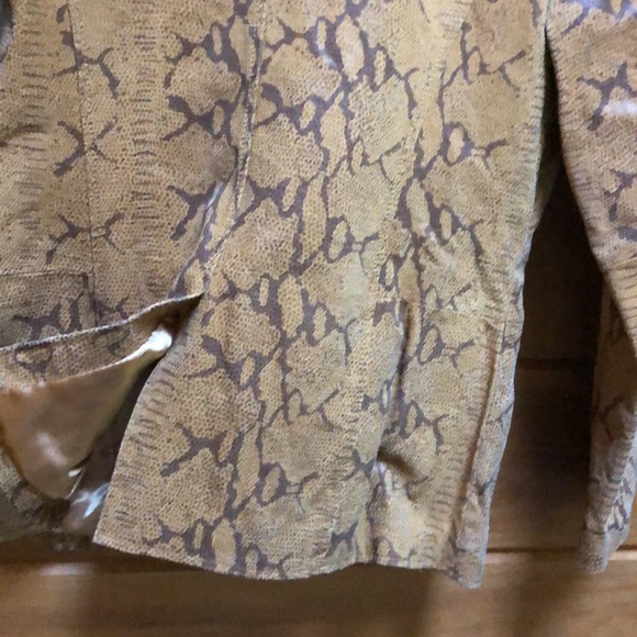 Terry Lewis Luxury Leather Jacket Snake Skin Embossed Tan Brown Size S EUC - Picture 11 of 15